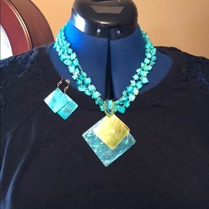 Coldwater Creek shell necklace and earrings